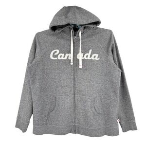 Canadiana Men's Full Zip Hoodie Sweatshirt Size XXL Canada Grey Fleece Raglan